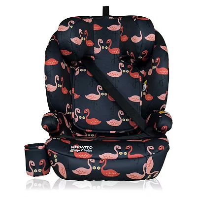 Image of Cosatto Ninja 2 iSize Car Seat from 100 150cm, Approx 4 Years 12 Years, R129 High Back Booster, 10 Position Headrest, Easy Install Seatbelt or ISOFIX Fitting, Forward Facing (Pretty Flamingo)