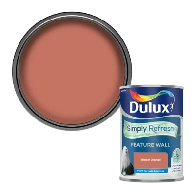 Image of Dulux Simply Refresh Feature Wall Matt Emulsion Paint Blood Orange 1.25 Litres 5569244