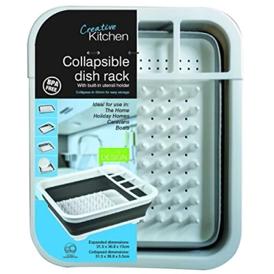 Image of Creative Kitchen Collapsible Dish Drainer, White/Grey 37 x 31 6.5 cm