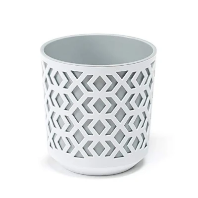 Image of Lamela Flower pot for herbs Ø 19.5 cm H 20 garden and balcony 2 pieces decorative storage box to match your taste, white + light grey, 195 mm