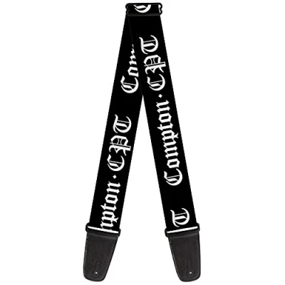 Image of Buckle Down Guitar Strap COMPTON CPT Black/White 2&quot; Wide 29 54&quot; Length