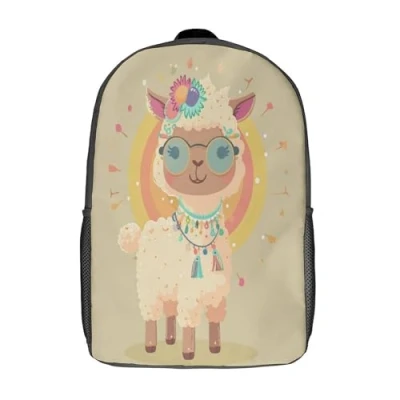 Image of VIAGECSKE Alpaca Kids Book Backpack Toddler Children School Bag Zoo Lunch 3D Preschool Rucksack Backpacks 17inch