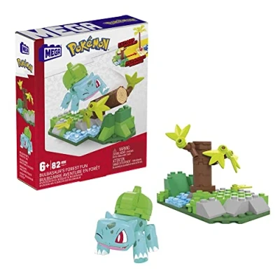 Image of MEGA Pokémon Bulbasaur&#039;s Forest Fun building set with 82 compatible bricks and pieces connect other worlds, toy gift for ages 7 up