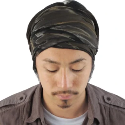 Image of Mens Tie Dye Bandana Headband Womens Boho Japanese Hair Band Hippie Marble Black