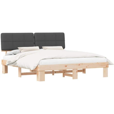 Image of vidaXL Bed Frame with Upholstered Headboard Dark Grey 200 x cm