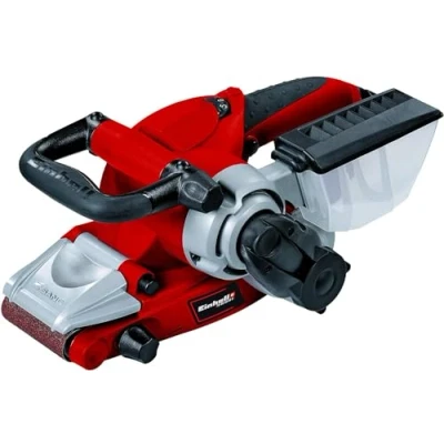 Image of Einhell TE BS 8540 E Belt Sander Strip With Tool Free Change, Hinged Front Cover, Soft Grip 850W Band Dust Collector Including 1x P80 Grinding / Sanding