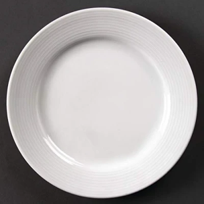 Image of Olympia Linear Wide Rimmed Plates White 200mm (12 pack)