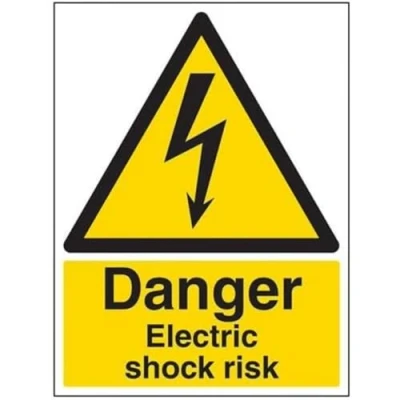 Image of V Safety Danger, Electric Shock Risk Warning Sign 300mm x 400mm Self Adhesive Vinyl