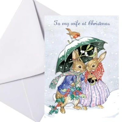 Image of Wife Christmas Card by Museums and Galleries &quot;Wife&quot; Rabbits in the Snow artist Molly Brett