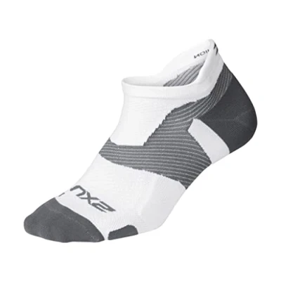 Image of 2XU Unisex&#039;s Vectr Light Cushion No Show Socks, White/Grey, M