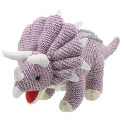 Image of Wilberry Knitted Small Lilac Triceratops Dinosaur Soft Toy WB004309, Pink