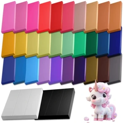 Image of Tomorotec 32 Color Soft Polymer Clay Set Easy Instructions Non Sticky, Fading DIY Craft Kit for Kids &amp; Artists Toxic, Environmentally Friendly Materials (32 Colors, 22.4 oz)