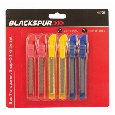 Image of 6pc Multicolour Snap Off Utility Knife Set By Blackspur