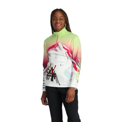 Image of Spyder Sunset Zip T Neck, Women, Lime Ice, M