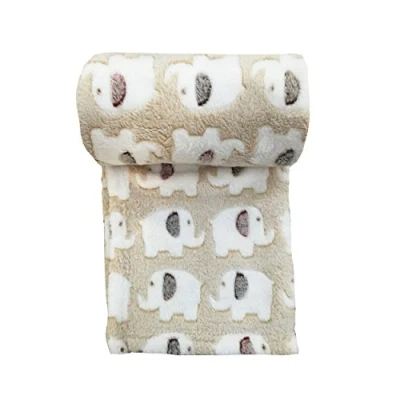 Image of Cream Baby Blanket Fleece 75x100cm Pram/Moses Elephant