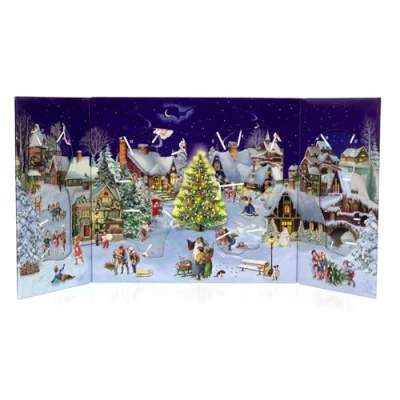 Image of Winter Village Christmas Advent Calendar With Slide In Figures 3D Fold Out Picture