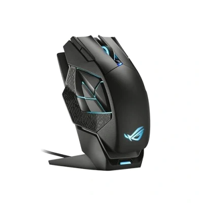 Image of ASUS ROG Spatha X Wireless Gaming Mouse, 24 GHz/Wired USB, 19,000 DPI Optical Sensor, 12 Programmable Buttons, RGB, Swappable Switch Design, Micro Switches, Magnetic Charging Stand, Black