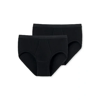 Image of Schiesser Men&#039;s Pack of 2 Sports Briefs with Fly Original fine Rib Underwear, Black_005136, S