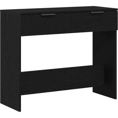 Image of vidaXL Console Table Matte Black Oak Finish Compact Drawers MDF Wood Accent Side for Living Room/Bedroom/Office 90x36x75 cm