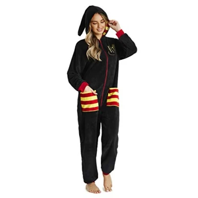 Image of Harry Potter Onesie for Women, Adult Fleece Hooded Onesies S XL, Unisex Gifts (L, Black)