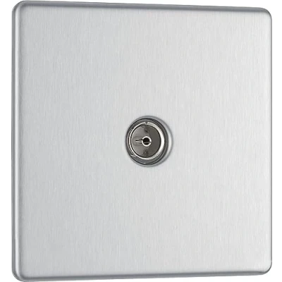 Image of BG Electrical Screwless Flat Plate Single Co Axial Socket
