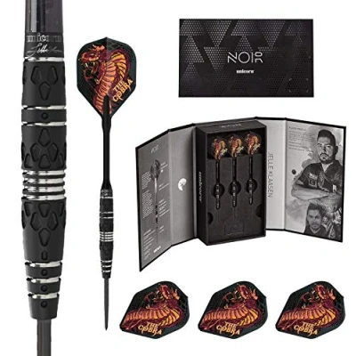 Image of Unicorn Darts Jelle Klaasen Noir Phase 2 Steel Tip Dart Set, Black/Silver, 22G