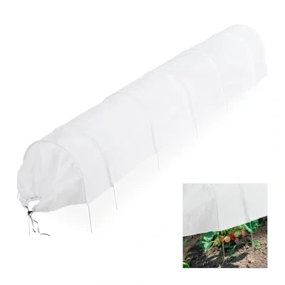 Image of Relaxdays Plant Tunnel, 3.4 m Long, Protection Against Pests, for Flower Beds, Fine Meshed Anti Bird Net, Fleece, White, 53 x 50 340 cm