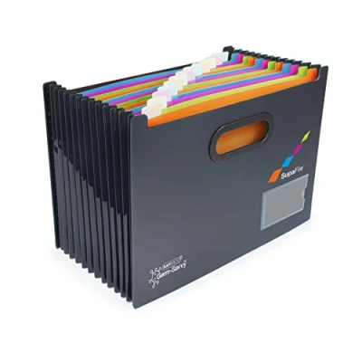 Image of Rapesco 1489 Germ Savvy Antibacterial, SupaFile A4 13 Part Landscape Desktop Expanding File with Multi Coloured Dividers
