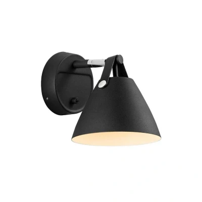 Image of DFTP by Nordlux Strap wall light with a leather strap, black