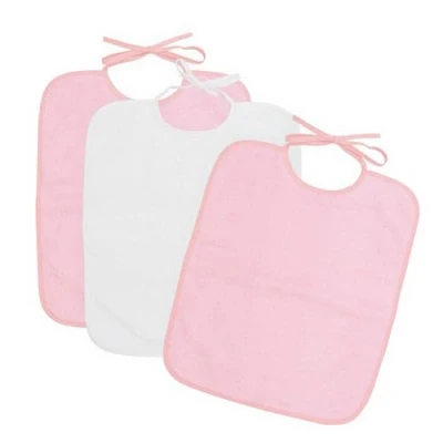 Image of Ti TIN Set of 3 Cotton Baby Bibs Waterproof for Babies from 0 to 12 Months Plastic Back Soft Colors 32x36 cm 90% 10% Polyester Pink and White