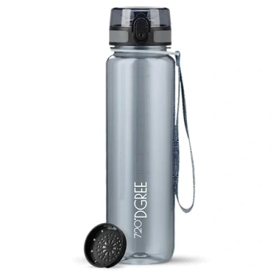 Image of 720DGREE Water Bottle 1l “uberBottle“ crystalClear +Sieve BPA Free Tritan, Leakproof, Reusable Drinking Sports for Men, Woman, Office, Gym, Fitness, Outdoor, Hiking, Cycling, Travel