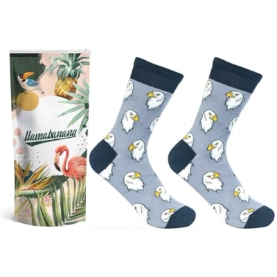 Image of llamabanana® Women&#039;s Luxury Cotton Socks Calf Length Premium Quality &amp; Colourful Designs 1 pair 3.5 to 6.5 UK Size (Eagle)