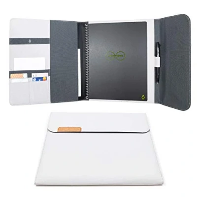 Image of Rocketbook Capsule 2.0 Folio Cover for Core, Panda &amp; Fusion Made From 100% Recycled PET Plastic, Pen Holder, Magnetic Clasp Grey, Letter A4