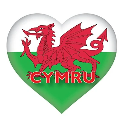 Image of Landing Designs 2 x Welsh Heart Cymru Wales Flag, car, van decal stickers