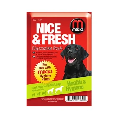 Image of Mikki Dog Hygiene Disposable Period Pads for Female Season Use with Pant Knickers Lrg XLrg 10 pack