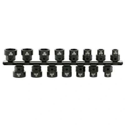 Image of ARES 29020 15 Piece 1/2 Inch Drive Metric Low Profile Nano Impact Socket Set Grade Sockets Offer Greater Clearance Than Typical Shallow Includes Aluminum Storage Rail