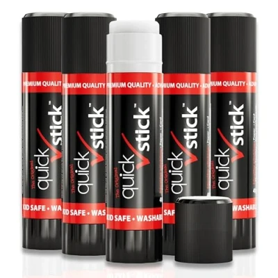 Image of Quick stick Original Glue 40g, Pack of 5 Sticks, Quality Adhesive Gluestick, Ideal Strong hold for Paper, Card, Textiles, Crafting Glue, Scrapbooking, Office &amp; School supplies, Homeschool