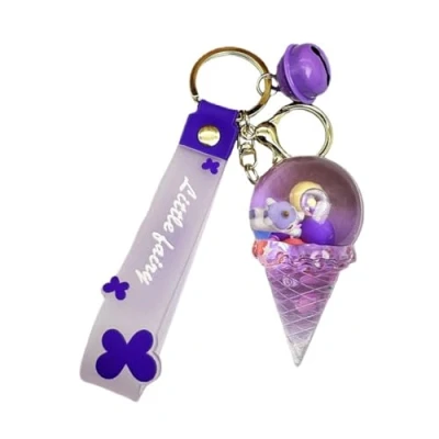 Image of Creative Ice Cream Floating Unicorn Keychain Cute Kawaii Motion Liquid Quicksand Keyring Bag Car Keys Pendant for Girls