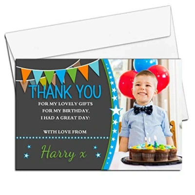 Image of 10 Personalised Boys Birthday Party Thank You Photo Cards L