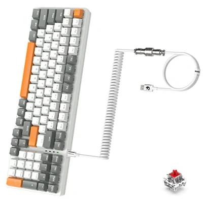 Image of K3 Pro Mechanical Keyboard Wired Ultra Compact Mini 98 Keys RGB Illuminated LED Clicky Optical Linear Red Switch+Coiled USB Cable Type C to A,TPU Spring Detachable Metal Aviation Connector