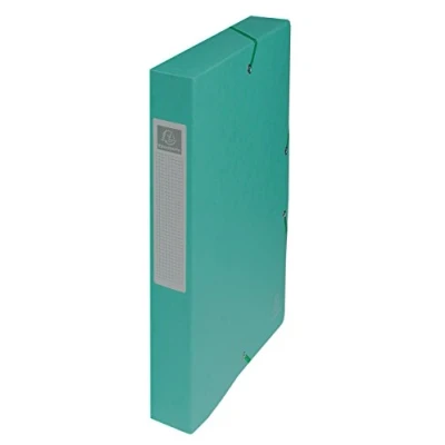 Image of Exacompta Ref 50403E Pressboard Filing Box 250 x 330mm in Size, Suitable for Holding A4 Documents, 4cm Spine, 600gsm Genuine Pressboard, Spine Label Green