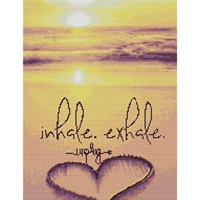 Image of Abillyn Embroidery Cross Stitch Kits Ocean Beach Sunset Love Heart Seashore Scenery Stamped with Printed Pattern Starter Kit (Love)