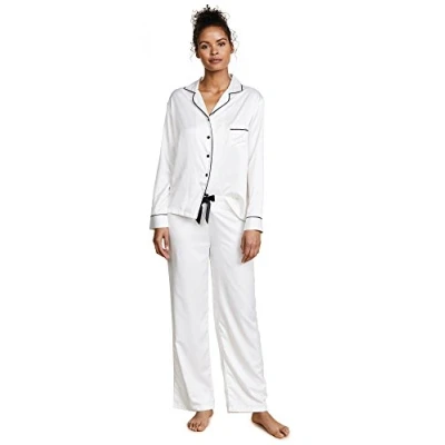 Image of Bluebella Claudia Shirt AND Trouser Pyjama set, Women&#039;s, Size: 8, Cream/black