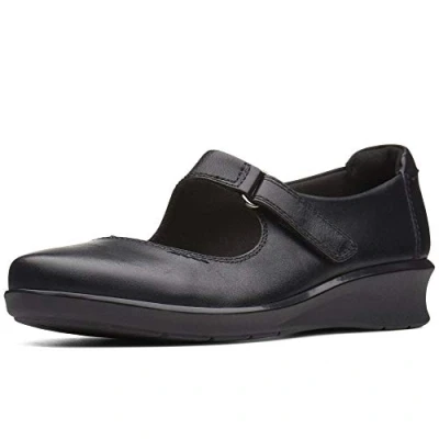 Image of Clarks Women&#039;s Hope Henley Loafers, Black Leather, 4 UK