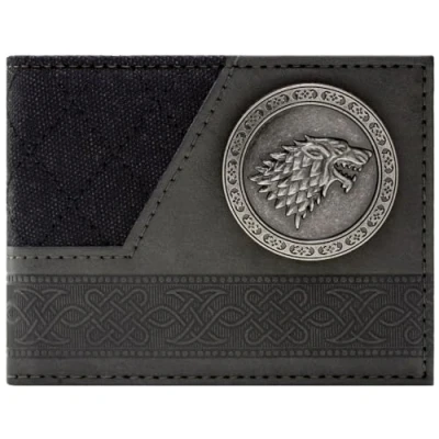 Image of Game of Thrones Winter is Coming Direwolf Emblem Wallet Bi Fold ID &amp; Card Holder, Grey