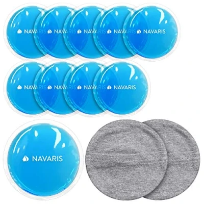 Image of Navaris Round Gel Ice Pack Set of 10 Small Reusable Packs for Hot/Cold Use