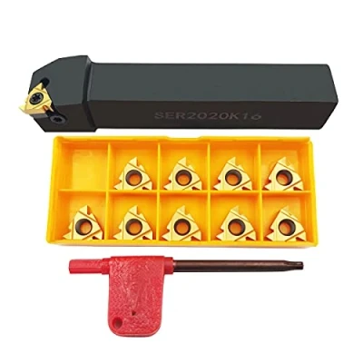 Image of ASZLBYM 3/4&quot; Lathe Tool Threading Insert Turning Holder SER2020K16 with Indexable 16ER AG60 Cutting Blade