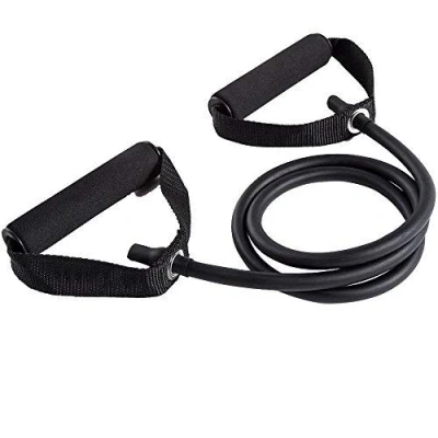 Image of 1ne Fitness® Resistance Exercise Bands Set with Handles Elastic Stretch Tubes Cords For Fitness Workout Training Heavy Duty Quality Stretching Tube Loop Band Black 40lbs