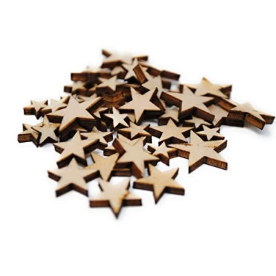 Image of [Star Shaped] Wooden Embellishments Mixed Mini Scrapbooking Shapes for Craft