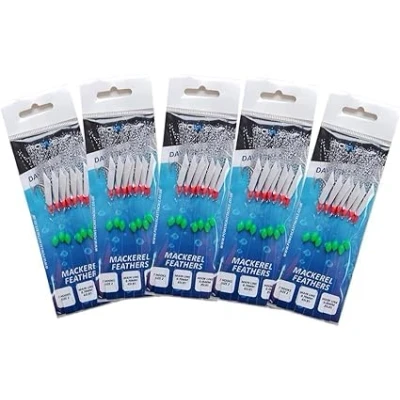 Image of Mackerel feathers sea fishing rigs lures 7 Hooks (Daylight Flash 5Pcs)